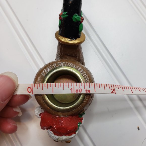 Vtg Oomco Christmas Ceramic Santa With Glasses Pipe Figural Taper Candle Holder - Picture 14 of 15